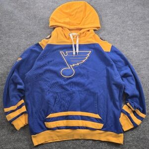 Majestic NHL Mens St. Louis Blues Blue And Yellow Hoodie Size‎ Large